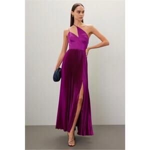 Amur Khari One Shoulder Gown Women Size 6 Pink Purple Magenta